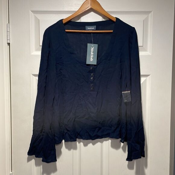 NWT ModCloth - Bells and Giggles Long Sleeve Blouse - Women's L - Navy - Picture 1 of 5